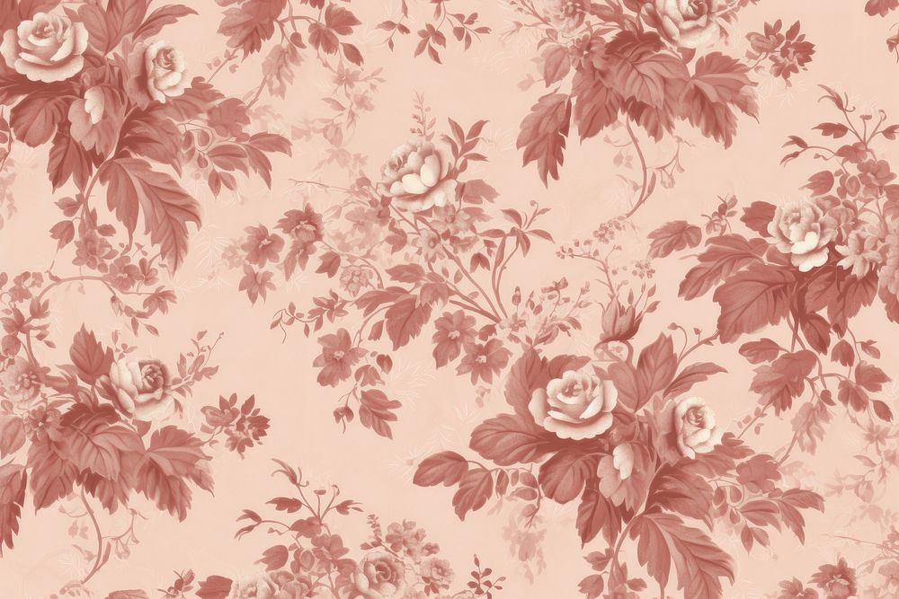 Dry flowers toile wallpaper pattern red.