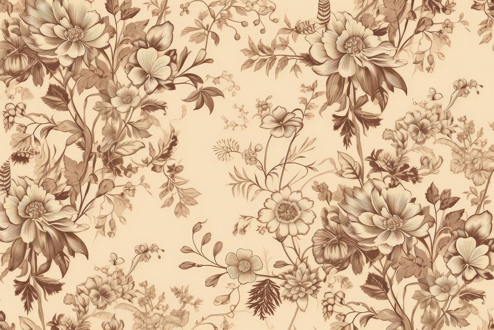 Flower toile wallpaper pattern sketch.