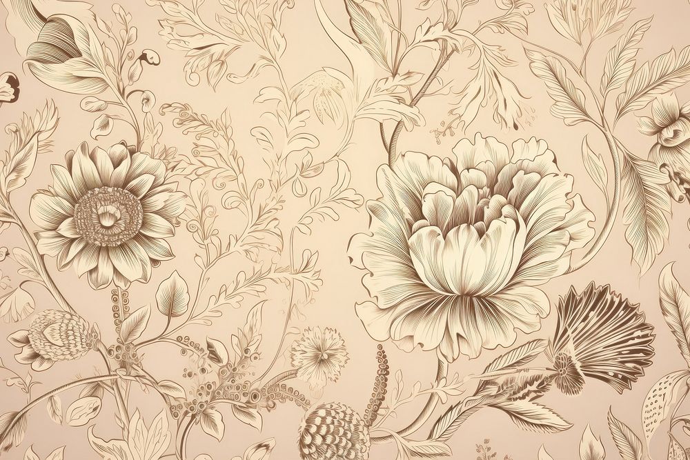 Flower toile wallpaper pattern plant.