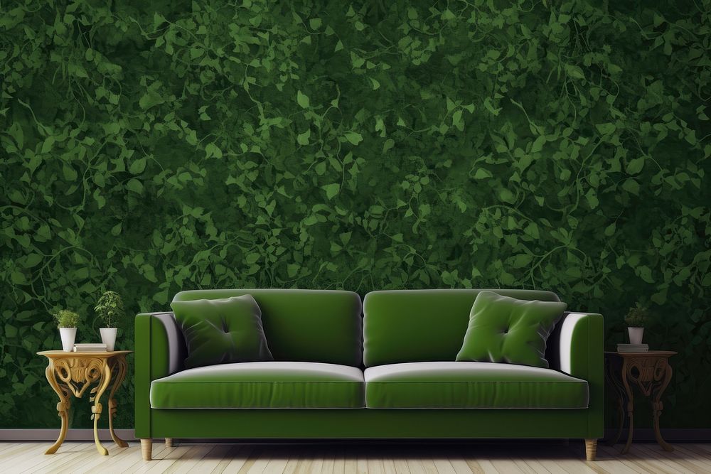Ivy toile wall wallpaper furniture.