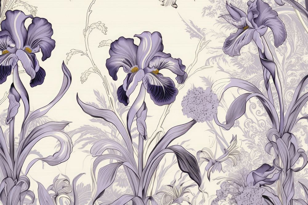 Iris toile pattern flower plant.