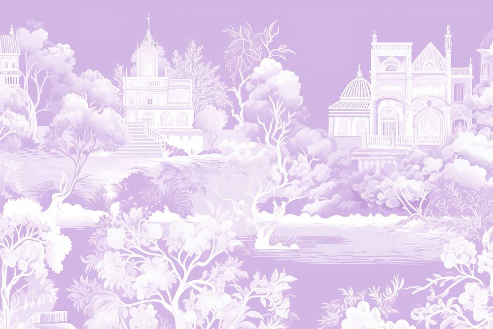 Lilac toile wallpaper outdoors pattern.