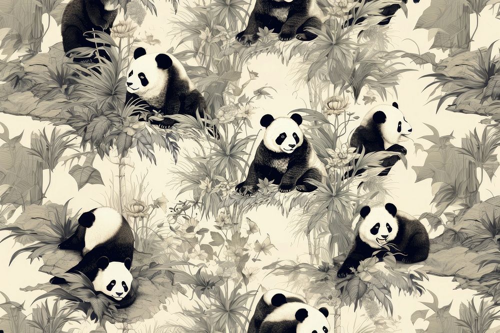 Panda toile wildlife animal mammal.