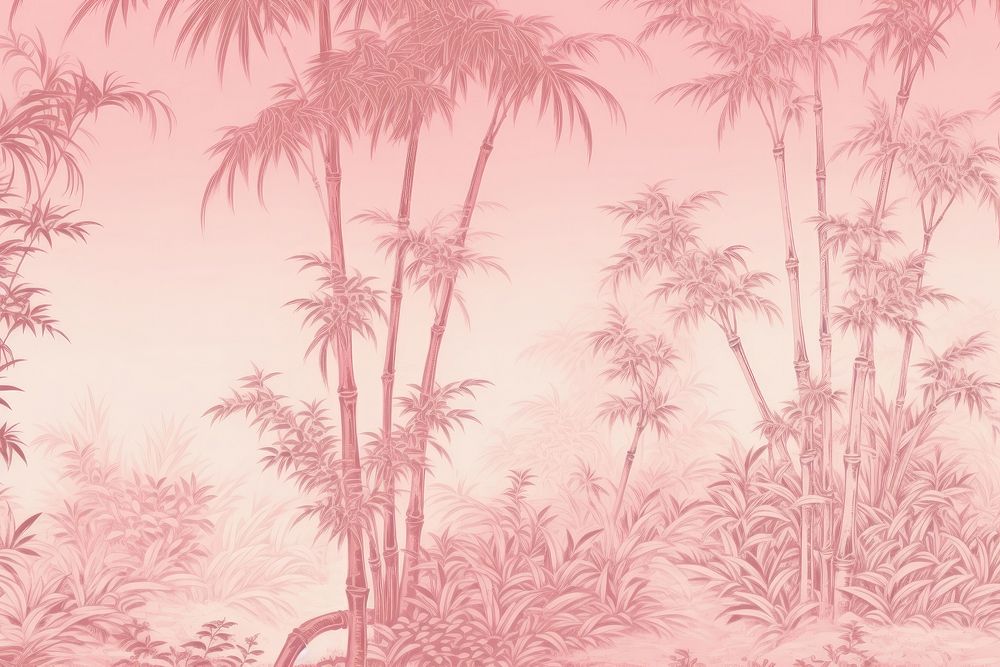 Pink bamboo toile wallpaper nature plant.