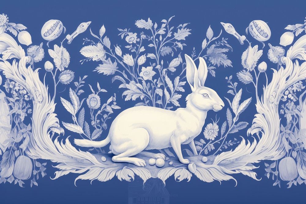 Rabbit toile wallpaper pattern animal.