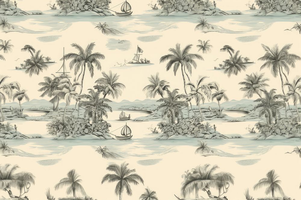Tropical beach toile outdoors nature sketch.