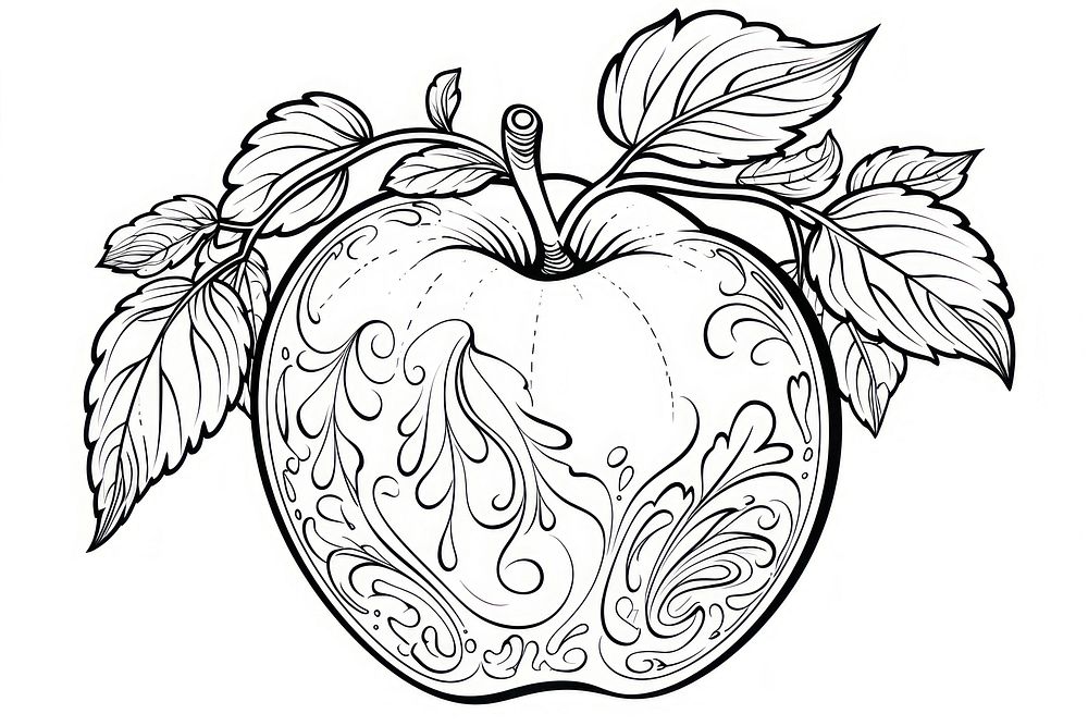 Apple pattern drawing sketch. AI generated Image by rawpixel.