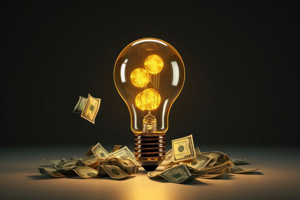 Light bulb with money lightbulb innovation electricity.