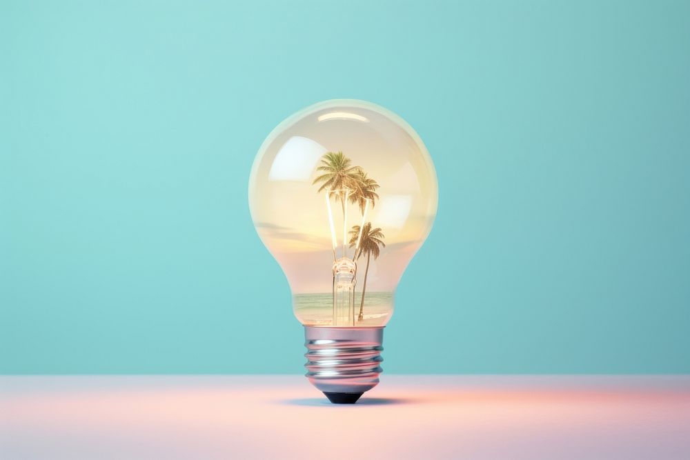 Light bulb with beach lightbulb innovation electricity.