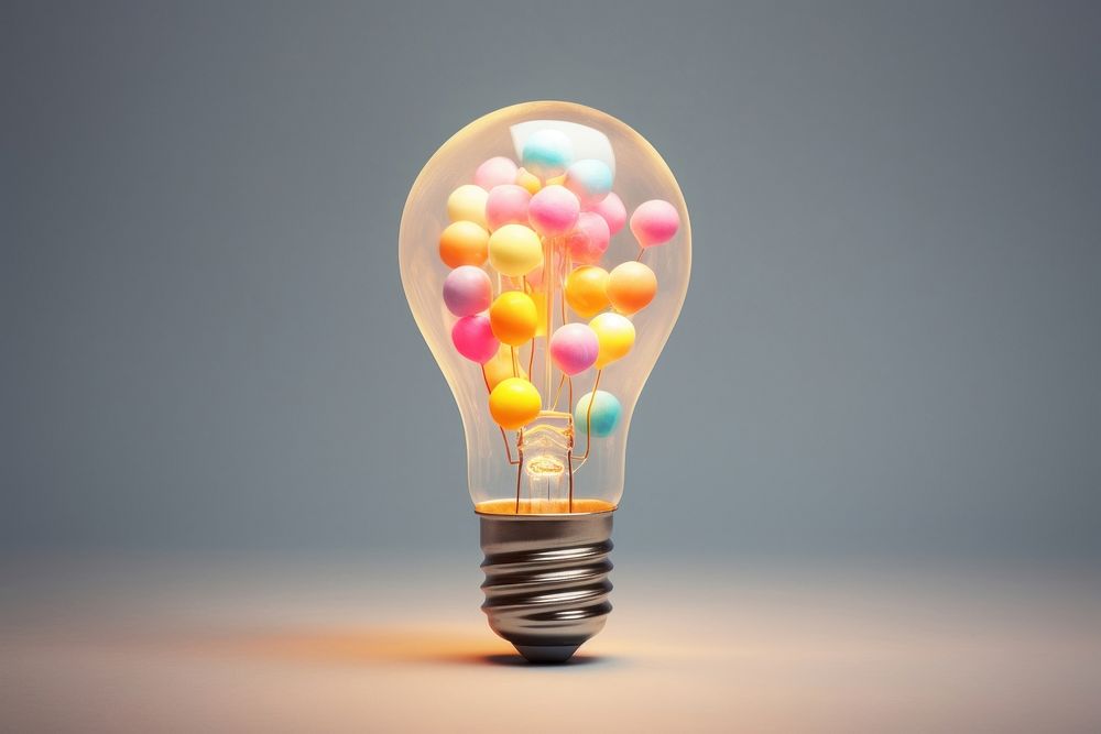 Light bulb with candy lightbulb innovation electricity.