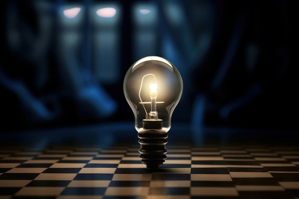 Light bulb with chess lightbulb innovation illuminated.