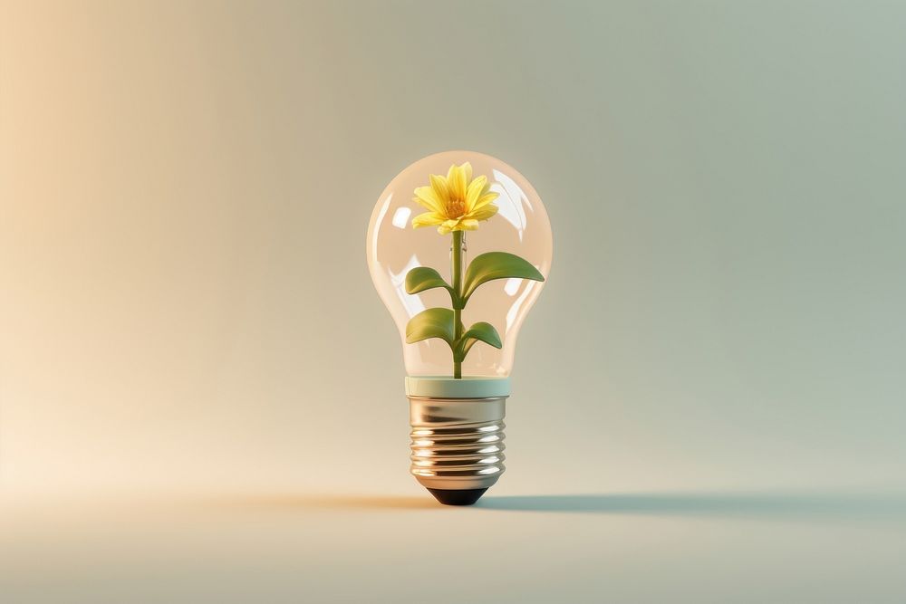 Light bulb with flower lightbulb innovation plant.