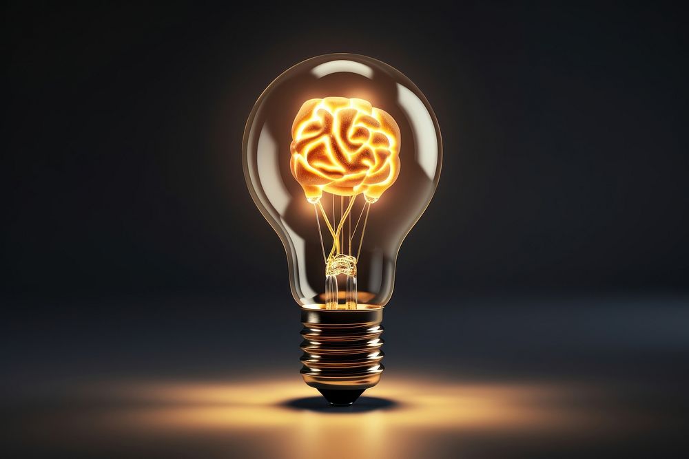Light bulb with brain lightbulb innovation lamp.