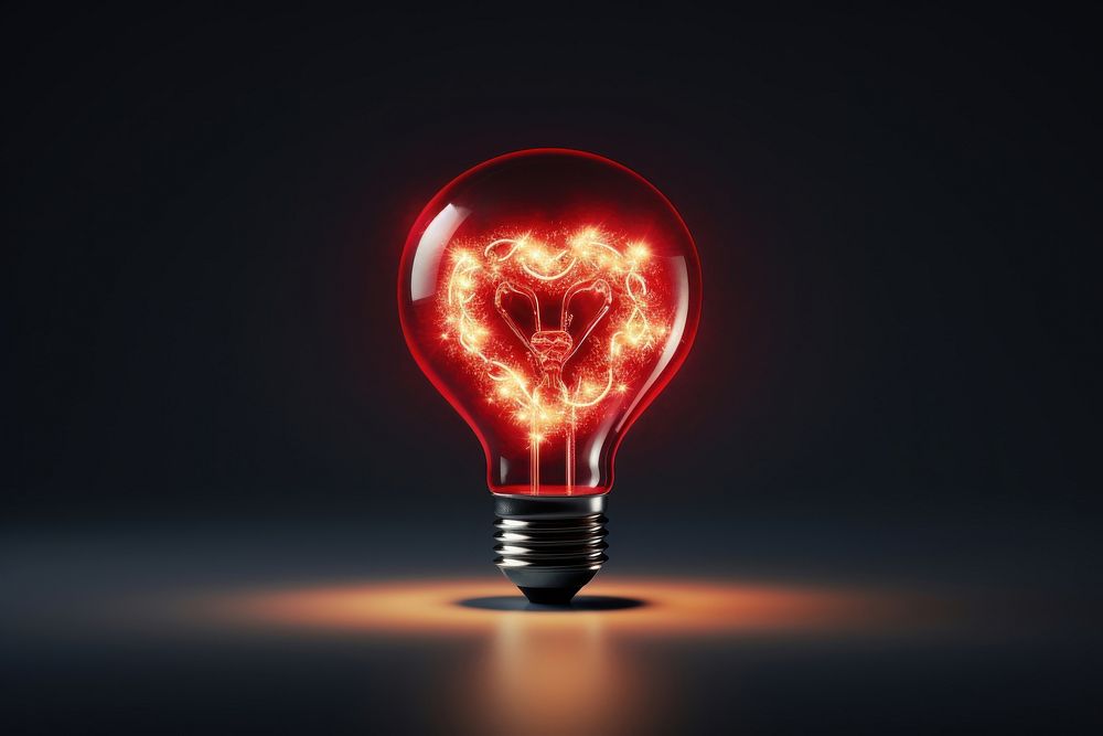 Light bulb with heart lightbulb innovation illuminated.