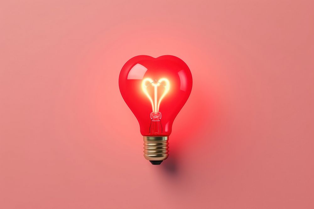 Light bulb with heart lightbulb innovation red.