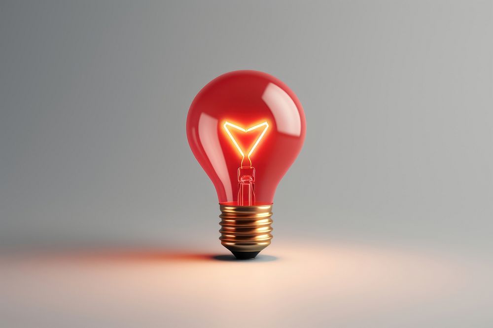 Light bulb with red heart lightbulb innovation illuminated.