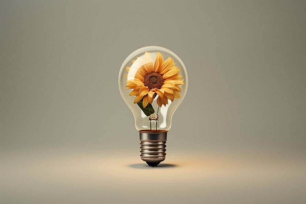 Light bulb with sunflower lightbulb innovation electricity.