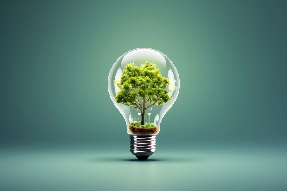 Light bulb with tree lightbulb green innovation.