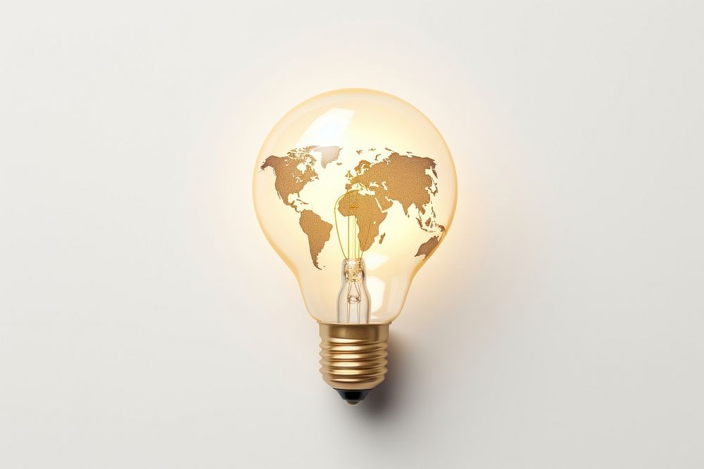 Light bulb with world map lightbulb innovation lamp.