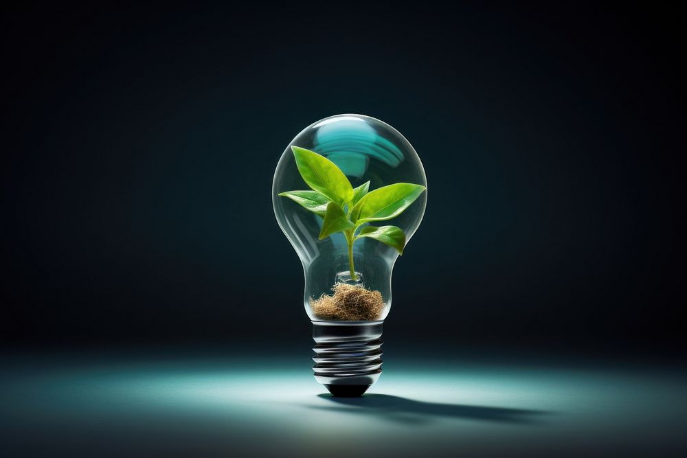 Light bulb with young plant lightbulb innovation electricity.
