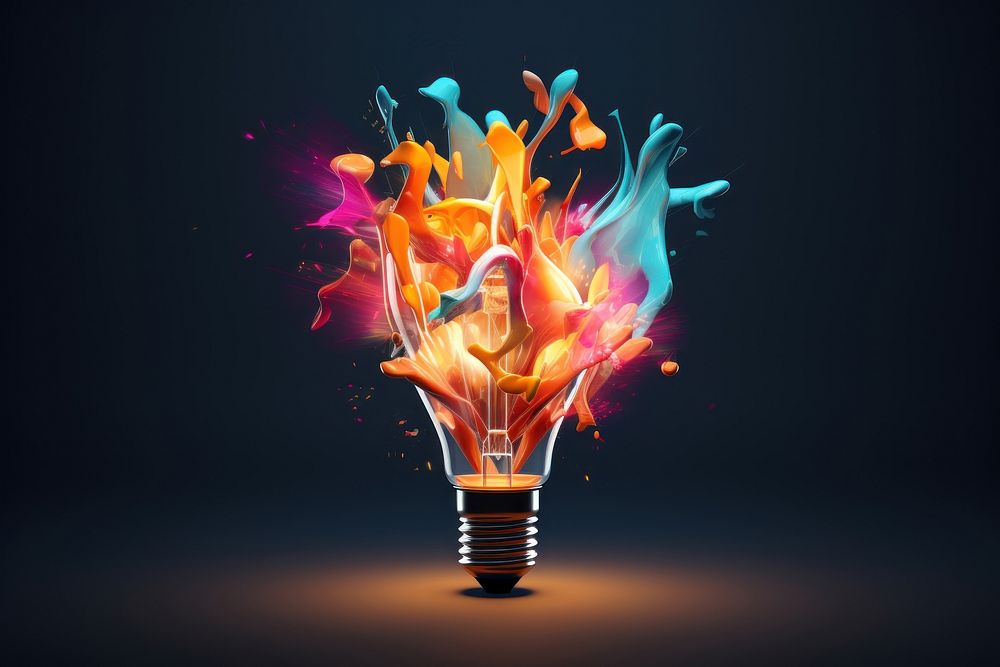 Light bulb abstract art explosion lightbulb creativity innovation.