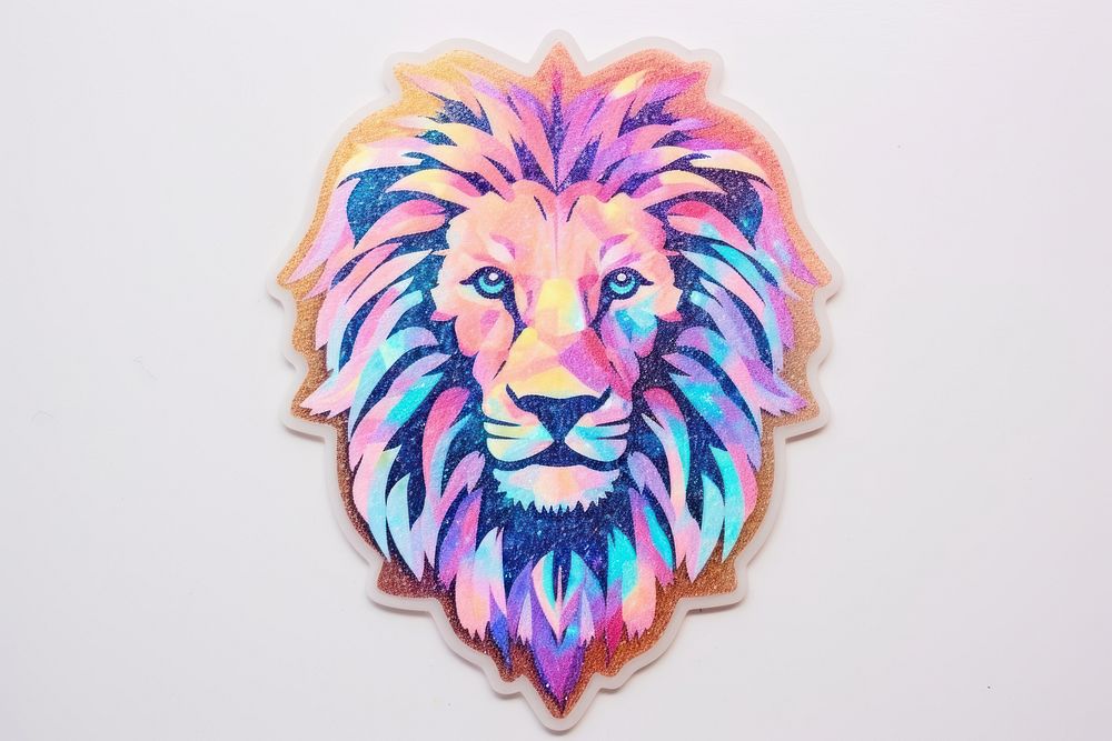 Lion glitter sticker pattern drawing mammal.