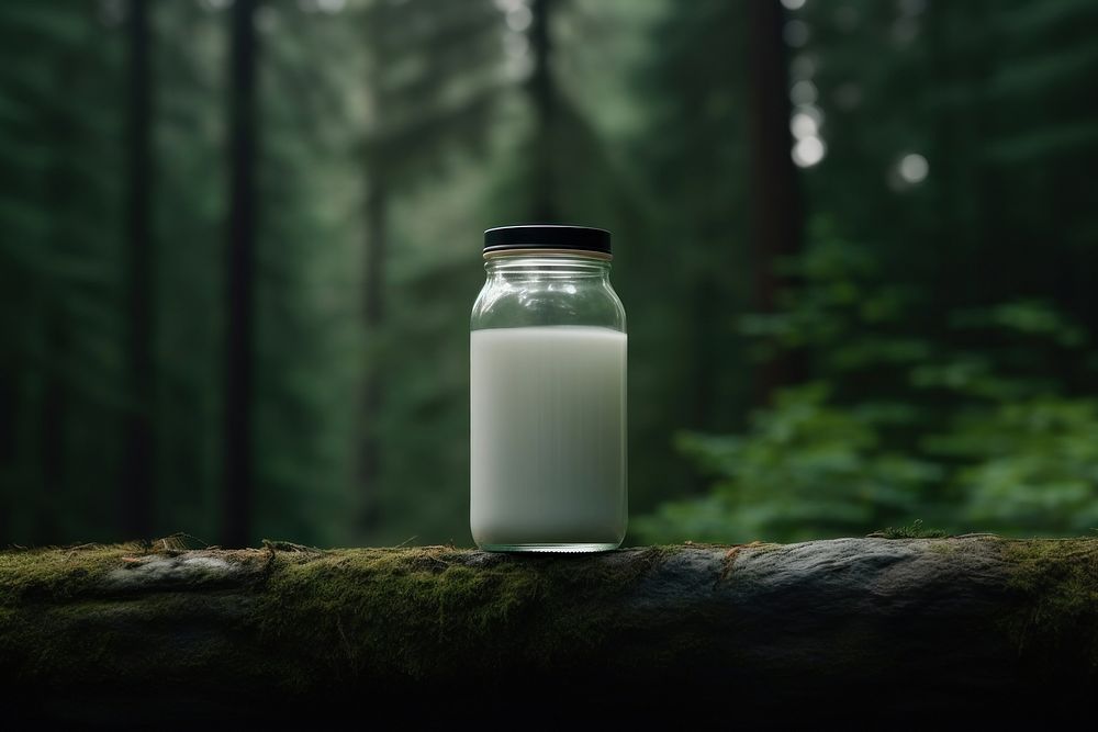 Jar mockup forest bottle milk.