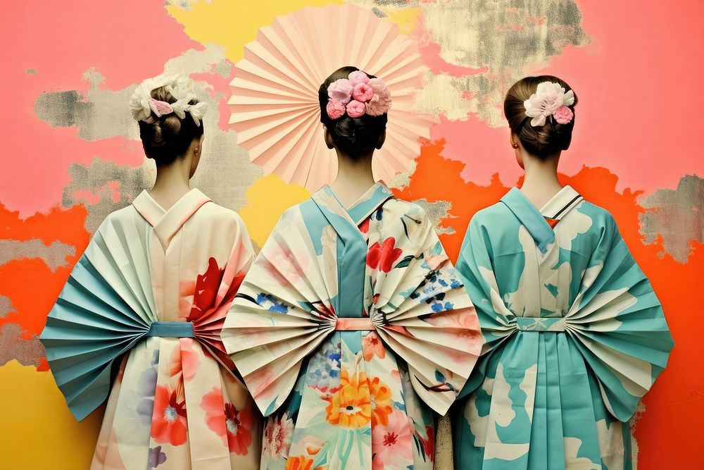 Collage Retro dreamy kimono fashion dress adult.