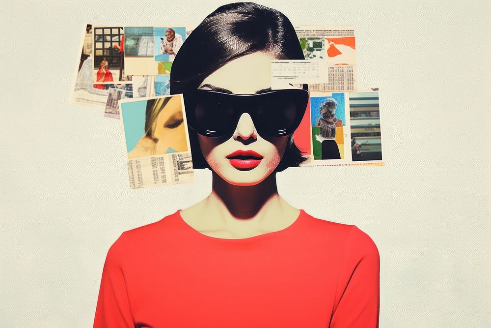 Collage Retro dreamy social media sunglasses portrait poster.