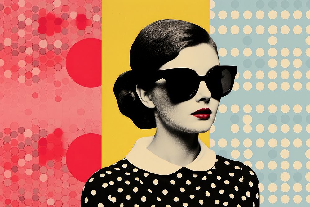 Paper collage sunglasses portrait pattern.