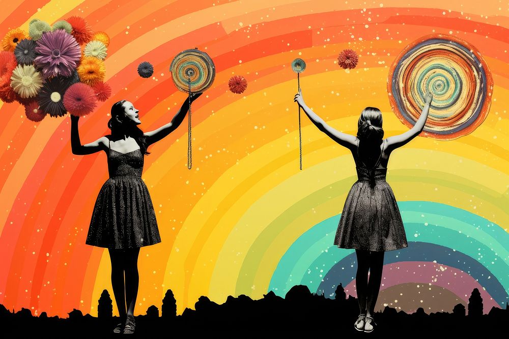 Rainbow painting fashion dancing.