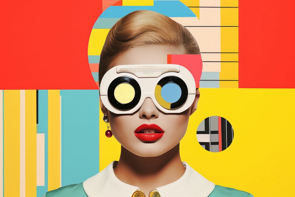 Collage Retro dreamy social media portrait glasses art.