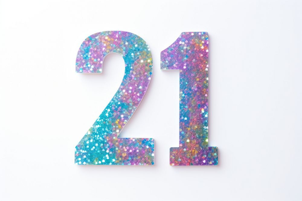 Numbers glitter sticker symbol text white background.