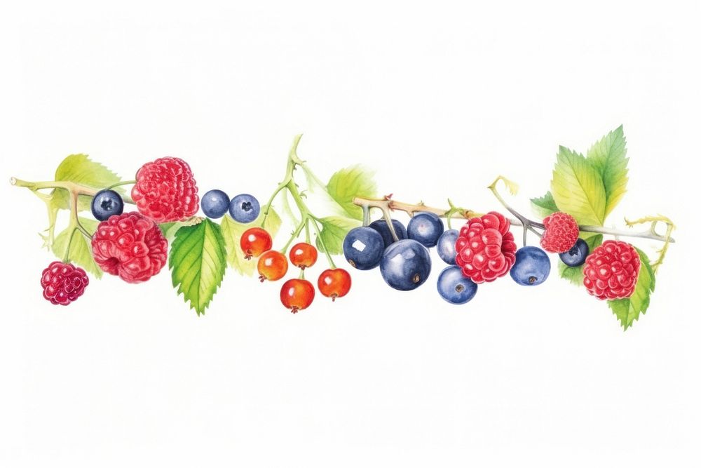 Berrys decorate blueberry raspberry fruit.