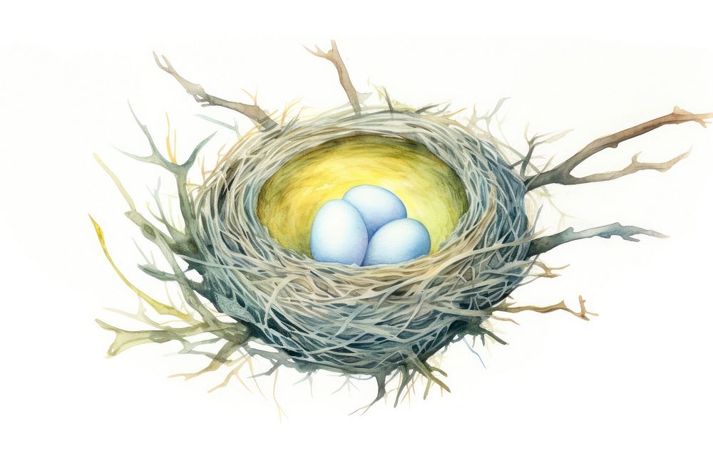 Bird nest decorate egg beginnings fragility.