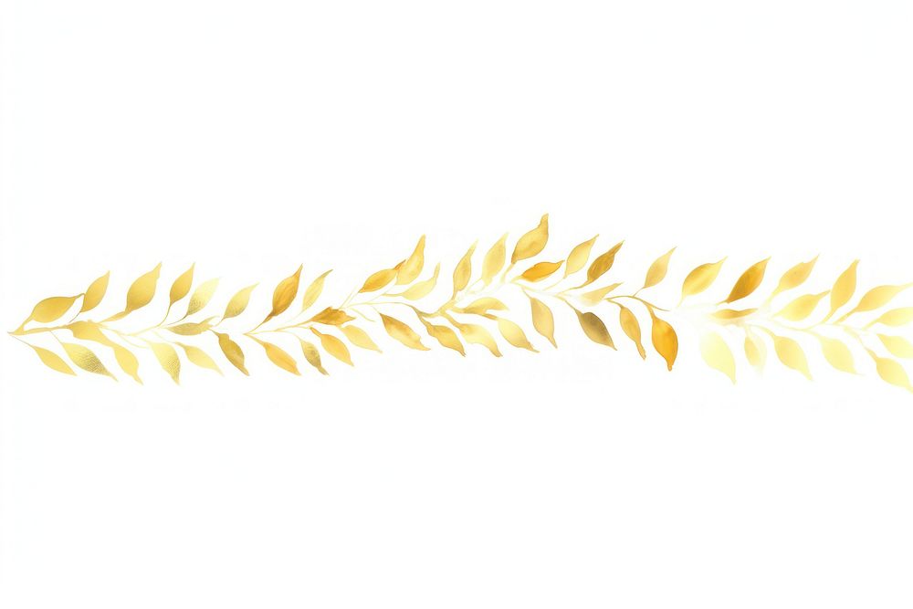 Gold leaf decorate pattern plant white background.