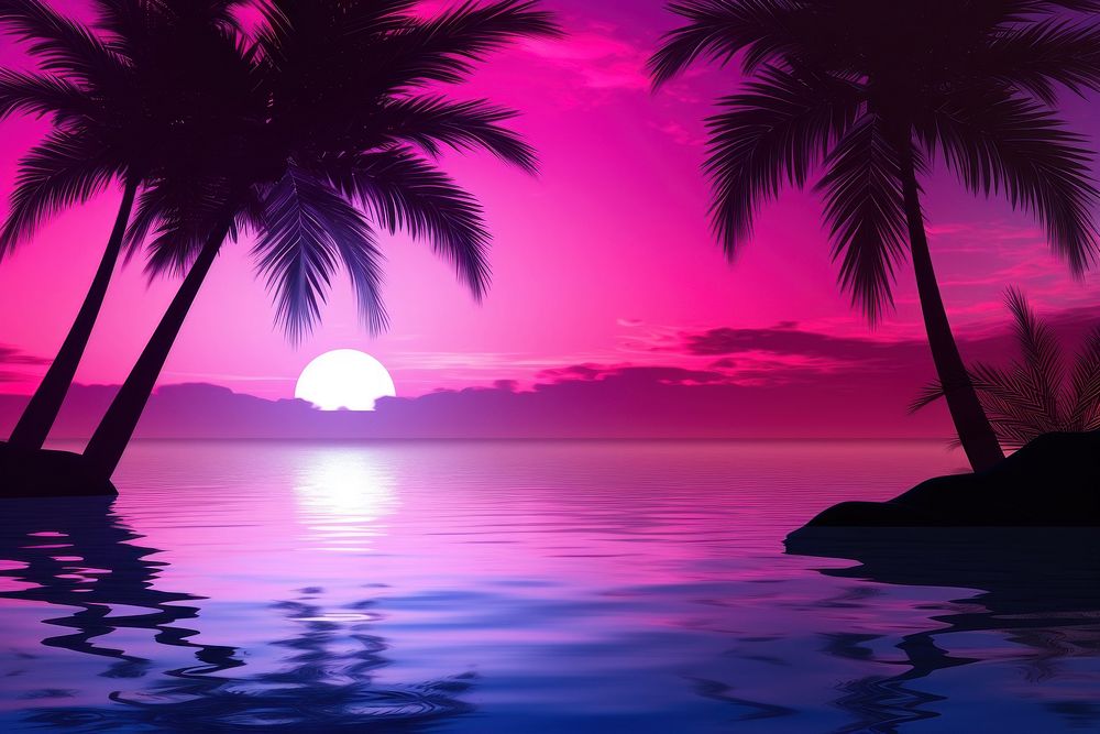 Palm tree at sunrise purple outdoors nature.