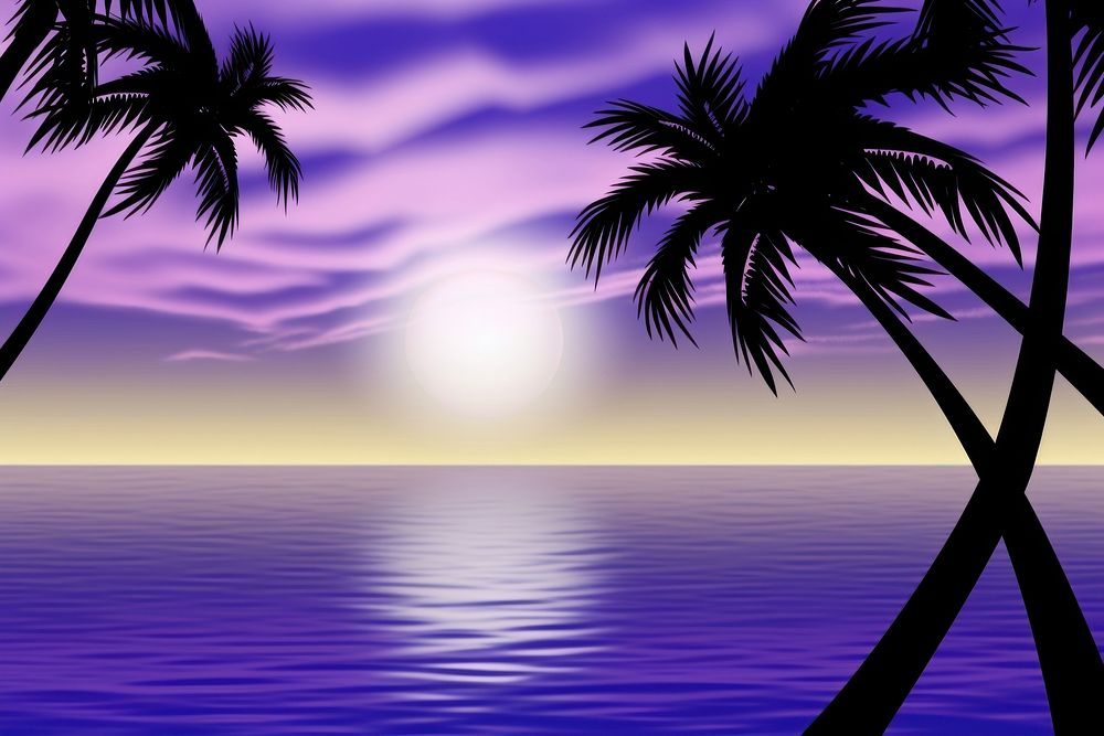 Palm tree at sunrise purple outdoors nature.