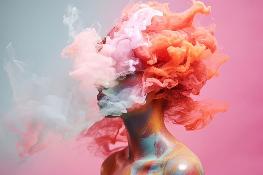 Splash of head smoke portrait photography.