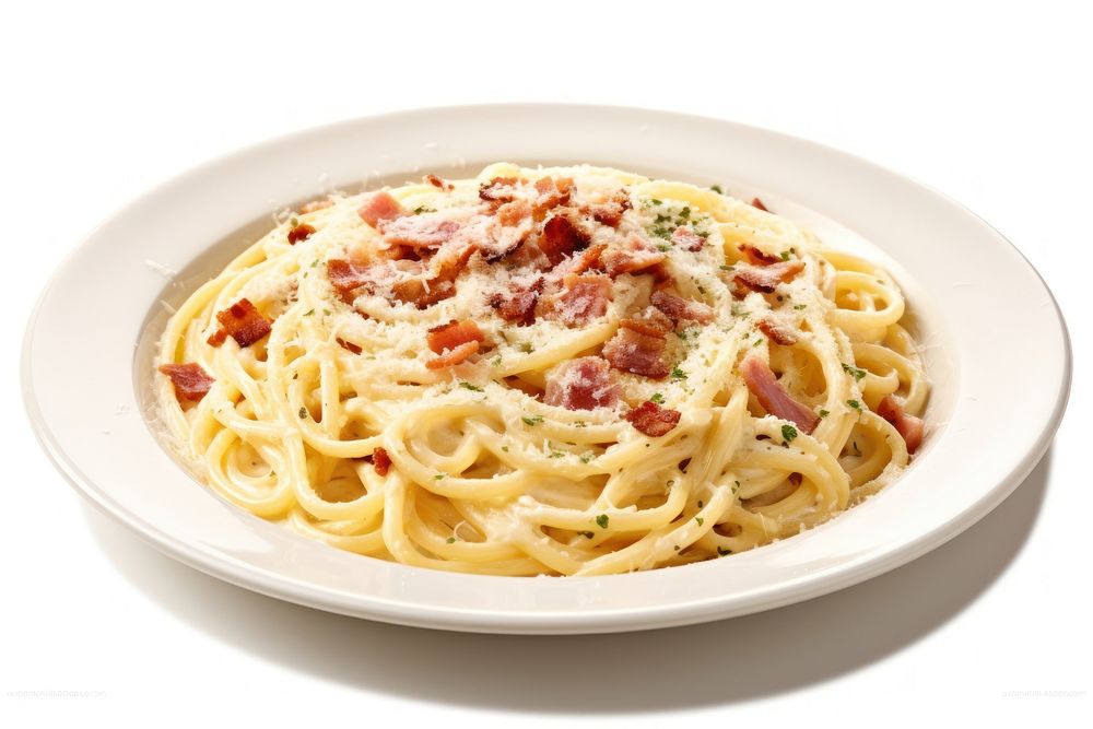 Carbonara dish spaghetti pasta plate.