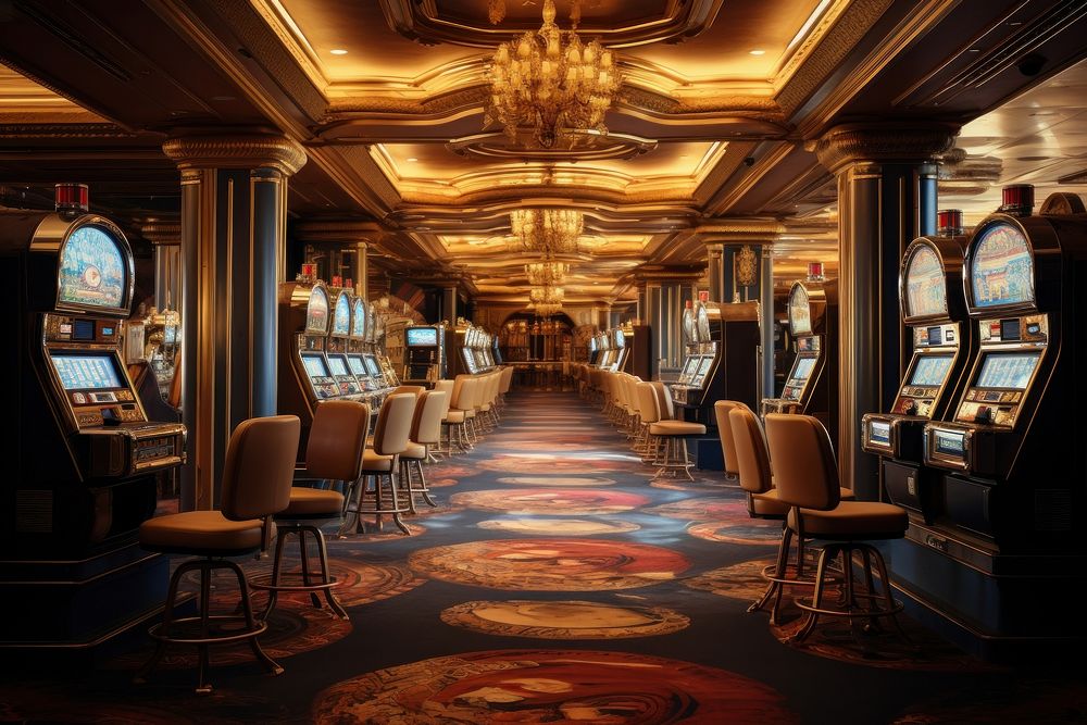 Casino empty scene game architecture illuminated.