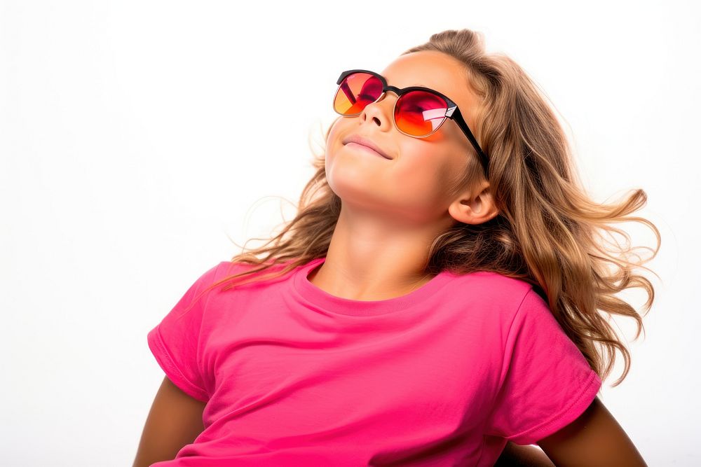 Chilling child sunglasses portrait photo.