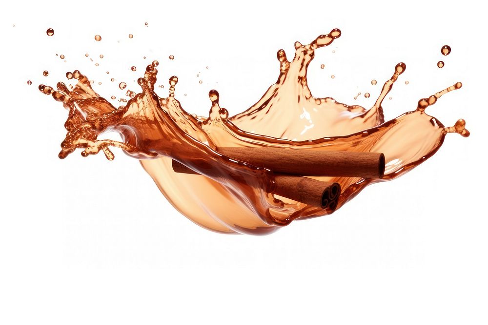 Cinnamon splash white background refreshment splattered. AI generated Image by rawpixel.