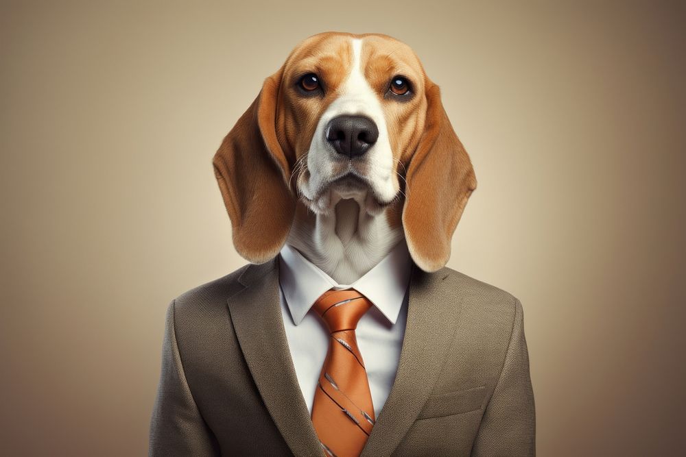 Beagle animal portrait necktie.