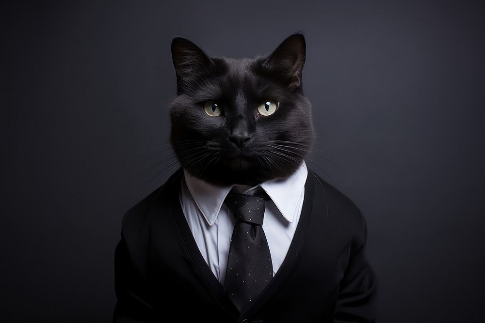 Black cat portrait animal mammal.