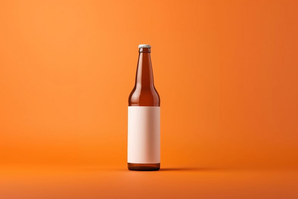 Beer bottle mockup drink refreshment container.