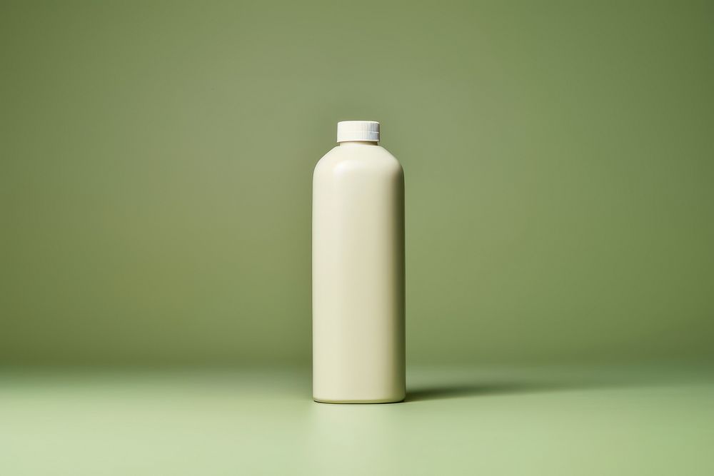 Shampoo bottle green milk container.