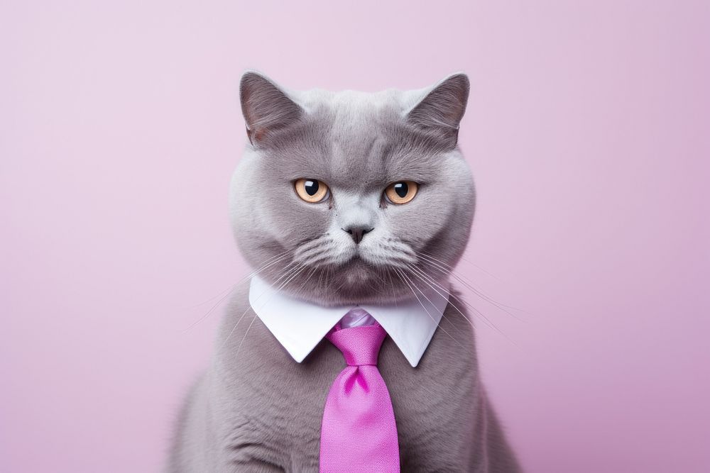 Gray cat portrait animal necktie.