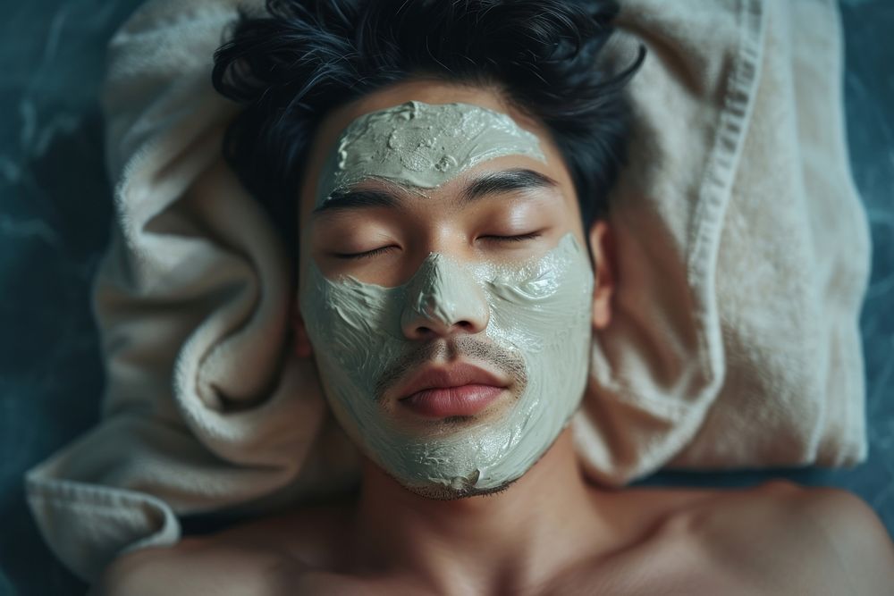 Korean man portrait photo mask.