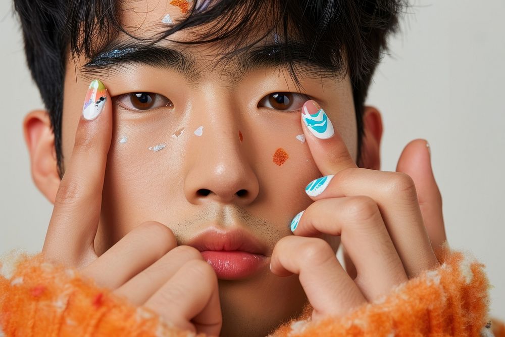 Korean man hand nail cosmetics.